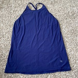 Blue mesh lululemon open back tank top